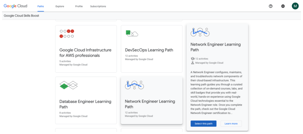 https://www.cloudskillsboost.google/journeys/14